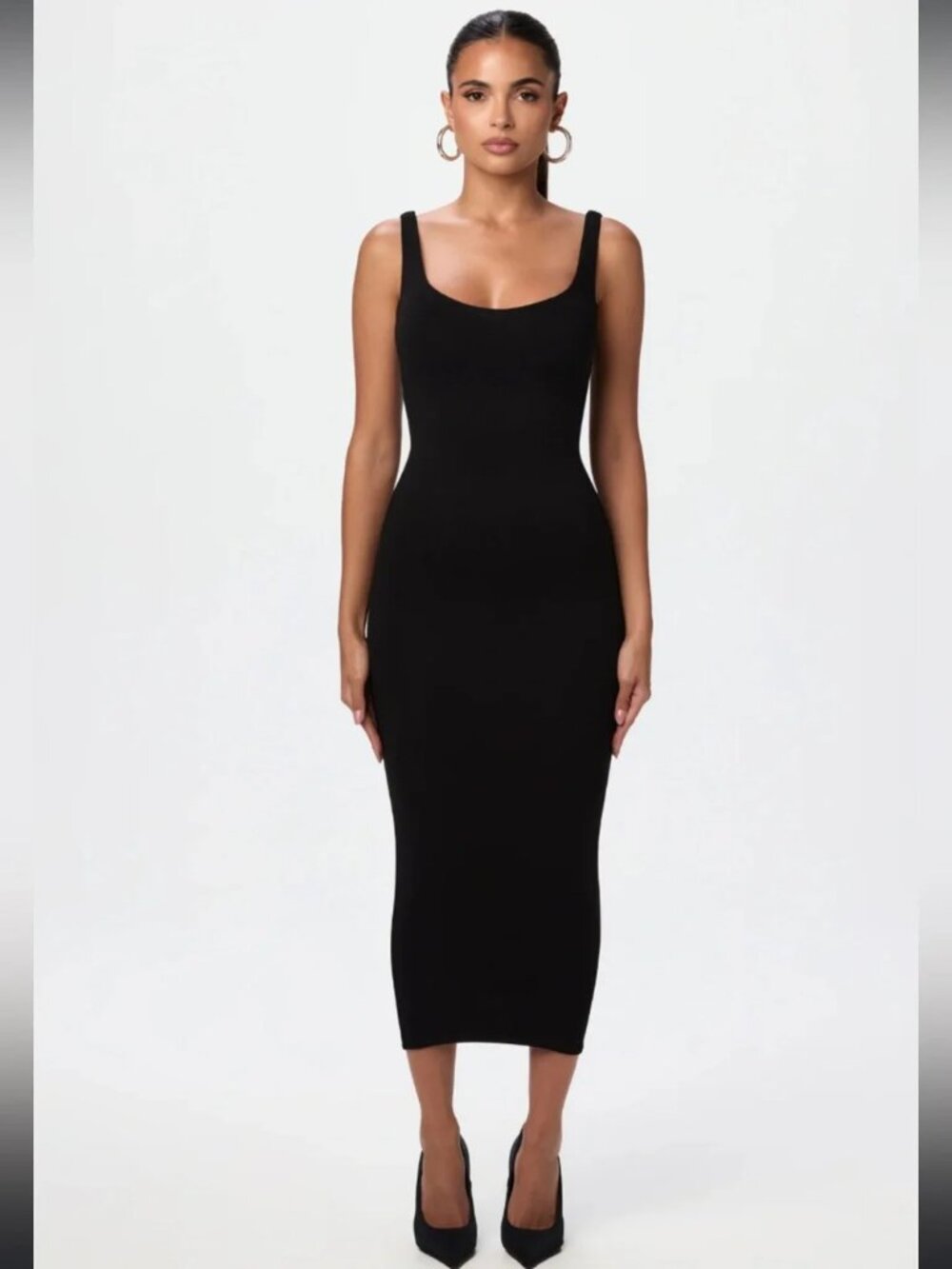 New Naked Wardrobe Sculpt Midi Dress Tank Black Fall 2 2X Plus